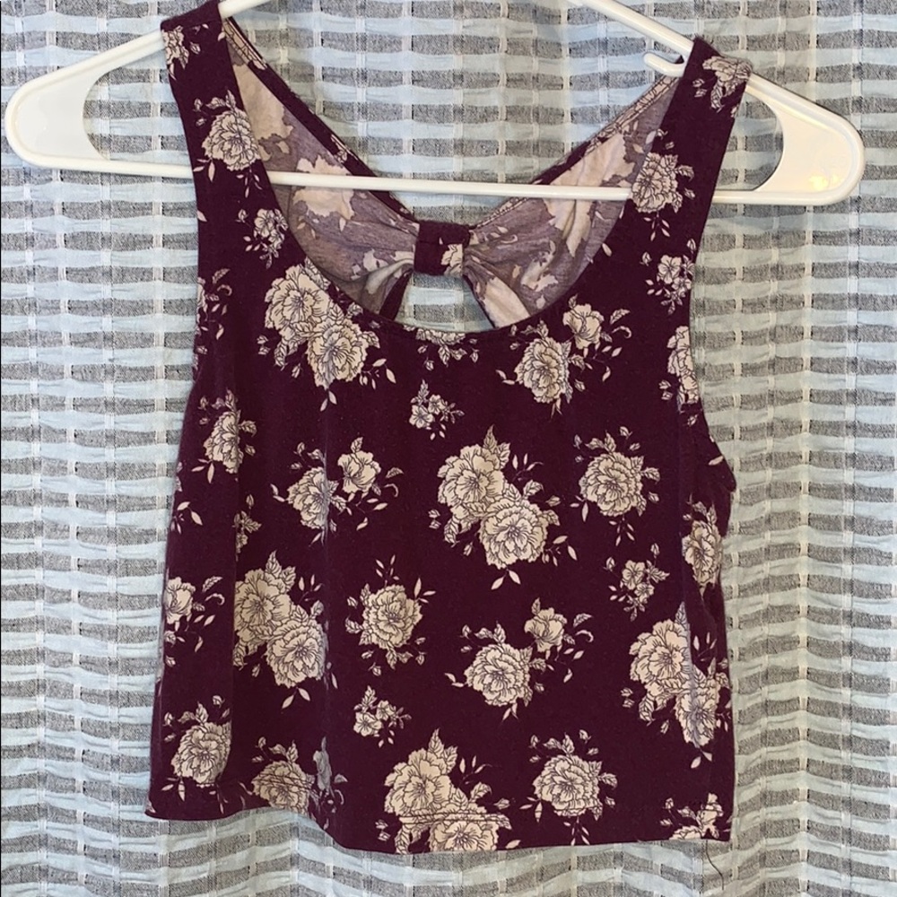 Maroon floral Crop Top
